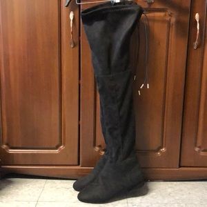 Black Suede Thigh High Boots
